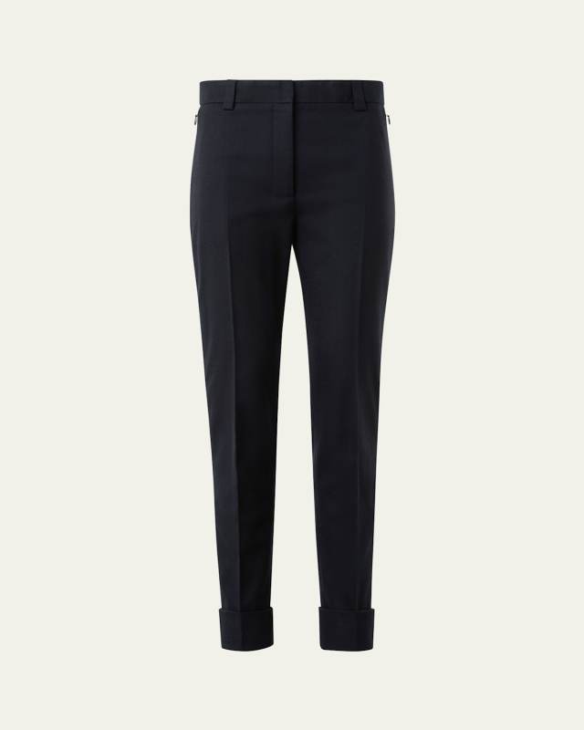 Maxima Wool Stretch Flannel Skinny-Leg Ankle Pants